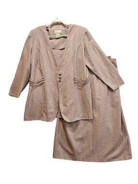 Pride & Joy midi skirt suit Womens 20W grey career formal wedding Party Plus